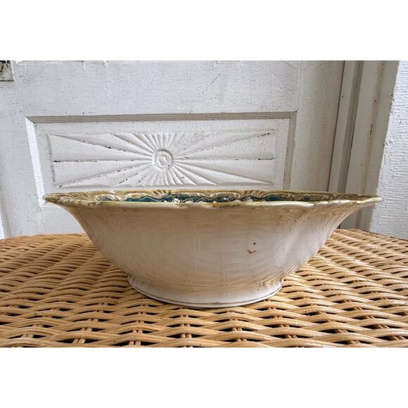 Vintage 40's Nippon Porcelain Bowl Gold Beading Pink Flowers 10" - Picture 8 of 16